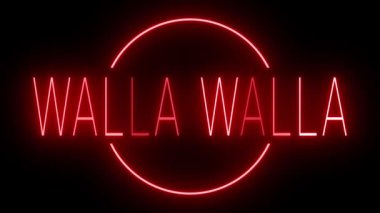 Walla Walla için kırmızı yanıp sönen ve yanıp sönen neon ışığı
