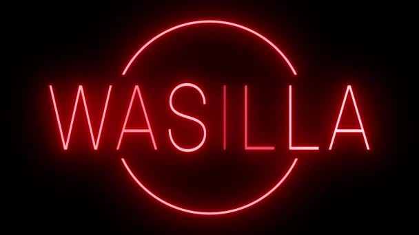 Rood Flikkerend Knipperend Geanimeerd Neon Teken Voor Wasilla — Stockvideo