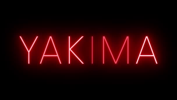 Rosso Tremolante Lampeggiante Cartello Animato Neon Yakima — Video Stock