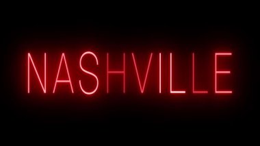 Kırmızı yanıp sönen ve yanıp sönen Nashville için neon ışığı