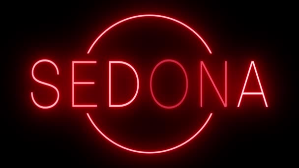 Červené Blikající Blikající Neonové Znamení Pro Sedonu — Stock video