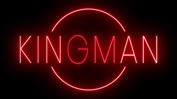 Rood Flikkerend Knipperend Neon Teken Voor Kingman — Stockvideo