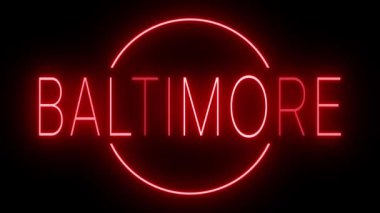 Kırmızı yanıp sönen ve yanıp sönen neon ışığı Baltimore için