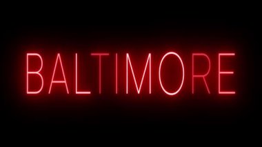 Kırmızı yanıp sönen ve yanıp sönen neon ışığı Baltimore için