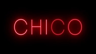Chico için yanıp sönen kırmızı neon ışığı.