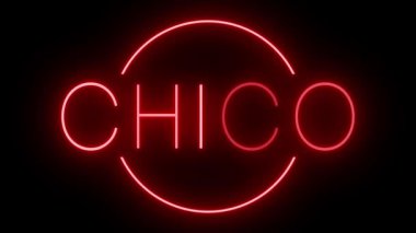 Chico için yanıp sönen kırmızı neon ışığı.