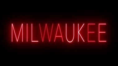 Milwaukee için yanıp sönen kırmızı neon ışığı.
