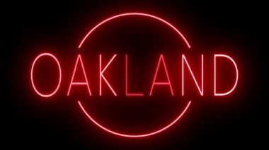 Oakland için kırmızı yanıp sönen ve yanıp sönen neon ışığı