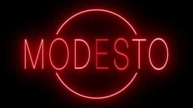 Modesto için yanıp sönen kırmızı neon ışığı