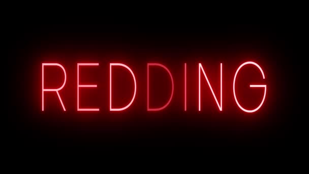 Rosso Tremolio Lampeggiante Neon Segno Redding — Video Stock