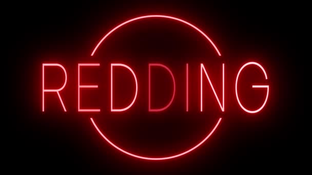 Red Flickering Blinking Neon Sign Redding — Stock Video