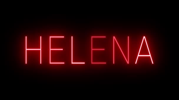 Červené Blikající Blikající Neonové Znamení Pro Helenu — Stock video