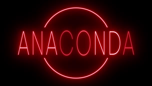 Anaconda的红色闪烁和闪烁霓虹灯标志 — 图库视频影像