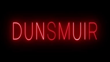 Dunsmuir için yanıp sönen kırmızı neon ışığı.