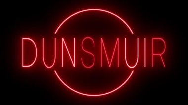 Dunsmuir için yanıp sönen kırmızı neon ışığı.