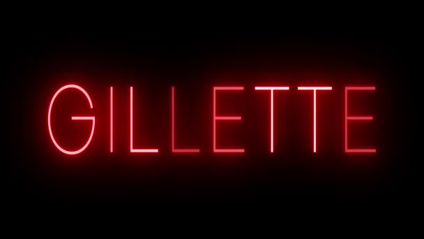 Červené Blikání Blikání Animovaného Neonu Pro Gillette — Stock video
