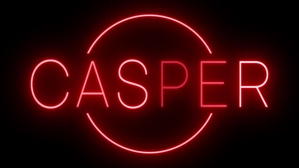 Červené Blikání Blikání Animovaného Neonu Pro Casper — Stock video