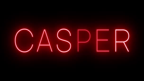 Červené Blikání Blikání Animovaného Neonu Pro Casper — Stock video