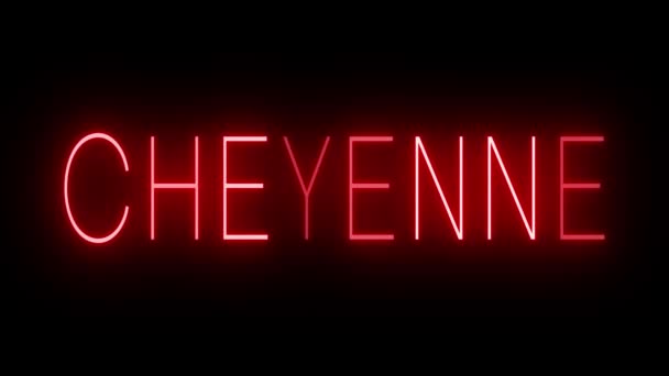 Červené Blikání Blikání Animovaného Neonu Pro Cheyenne — Stock video