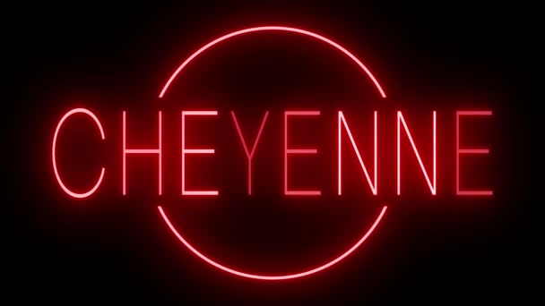 Rosso Tremolante Lampeggiante Cartello Animato Neon Cheyenne — Video Stock