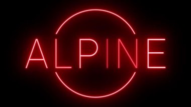 Kırmızı yanıp sönen ve yanıp sönen neon ışıkları Alp için