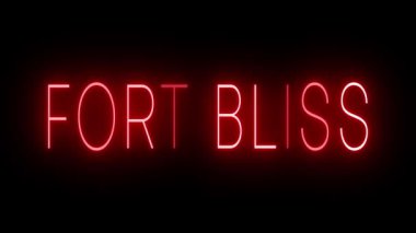 Fort Bliss şehri için yanıp sönen ve yanıp sönen neon ışığı.