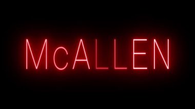 Kırmızı yanıp sönen ve yanıp sönen neon ışığı McAllen şehri için