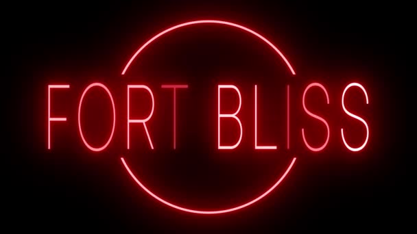 Czerwony Migoczący Mrugający Neon Dla Miasta Fort Bliss — Wideo stockowe