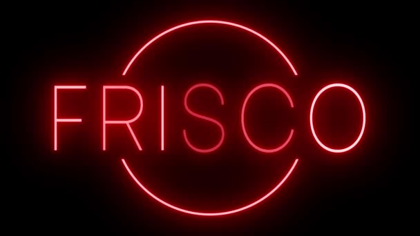 Rød Flimrende Blinkende Animeret Neon Tegn Byen Frisco – Stock-video