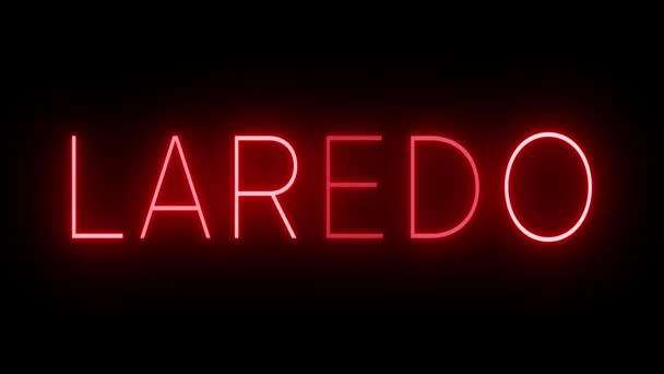 Červené Blikající Blikající Animované Neonové Znamení Pro Město Laredo — Stock video