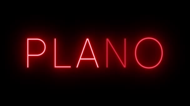 Czerwony Migoczący Mrugający Neon Dla Miasta Plano — Wideo stockowe