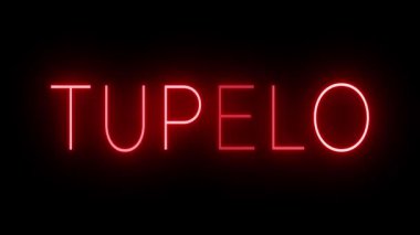 Kırmızı yanıp sönen ve yanıp sönen neon ışığı Tupelo şehri için