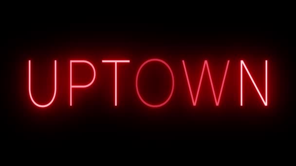 Rotes Flackern Und Blinkende Animierte Leuchtreklame Für Uptown — Stockvideo