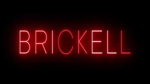 Red Flickering Blinking Animated Neon Sign Miami Neighborhood Brickell — Stock Video