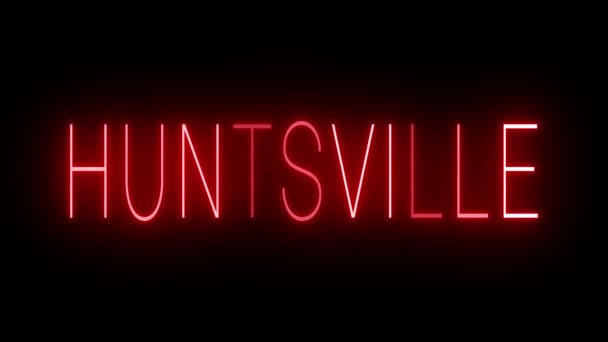 Red Flickering Blinking Animated Neon Sign Huntsville — Stock Video