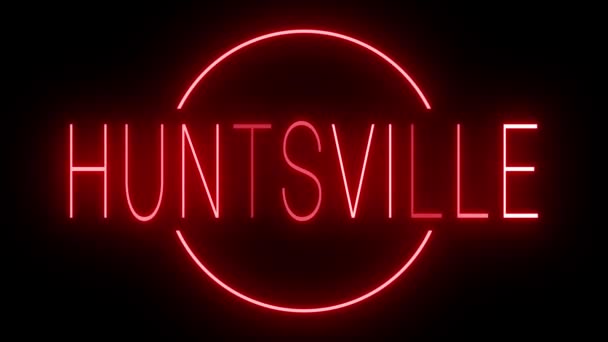 Czerwony Migoczący Mrugający Neon Dla Huntsville — Wideo stockowe