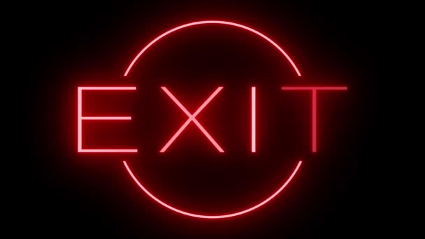 Pâlpâirea Roșie Intermitent Semn Animat Neon Pentru Exit — Videoclip de stoc