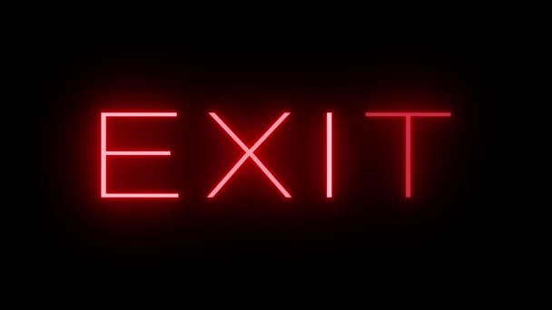 Exit Için Kırmızı Yanıp Sönen Yanıp Sönen Neon Işığı — Stok video