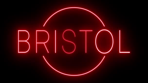 Bristol Için Yanıp Sönen Kırmızı Neon Işığı — Stok video
