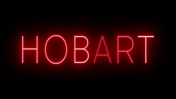 Hobart Için Kırmızı Yanıp Sönen Yanıp Sönen Neon Işığı — Stok video