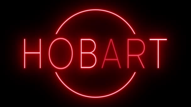 Rood Flikkerend Knipperend Geanimeerd Neon Teken Voor Hobart — Stockvideo