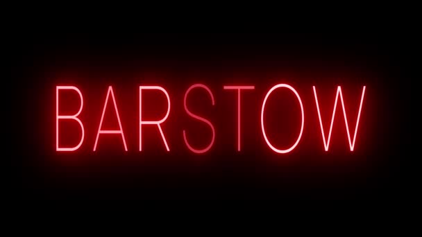 Rood Flikkerend Knipperend Geanimeerd Neon Teken Voor Barstow — Stockvideo