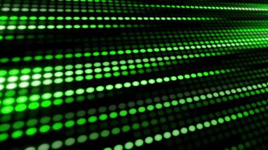 Arkaplan olarak kullanılmak üzere 4k çözünürlükte canlandırılmış yeşil ışıklar