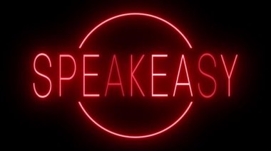 Flickling kırmızı retro tarzı neon işareti Konuşmalar için siyah arkaplan üzerinde parlıyor
