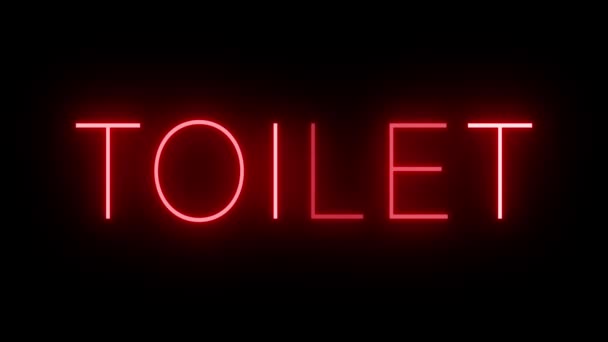 Flackernde Rote Leuchtreklame Retro Stil Vor Schwarzem Hintergrund Für Toilet — Stockvideo