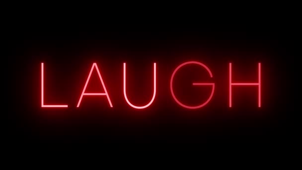 Flackernde Rote Leuchtreklame Retro Stil Vor Schwarzem Hintergrund Für Laugh — Stockvideo