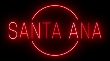 SANTA ANA için siyah bir arkaplan üzerinde yanıp sönen kırmızı retro tarzı neon ışığı