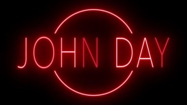 JOHN Günü için siyah bir arkaplan üzerinde parlayan yanıp sönen kırmızı retro tarzı neon tabela