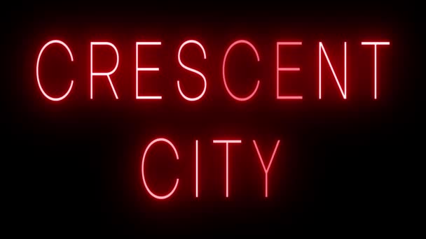 Crescent Şehri Için Siyah Arkaplan Üzerinde Parlayan Yanıp Sönen Kırmızı — Stok video