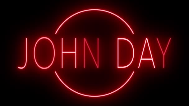在约翰日的黑色背景下闪烁着红色复古风格的霓虹灯标志 — 图库视频影像